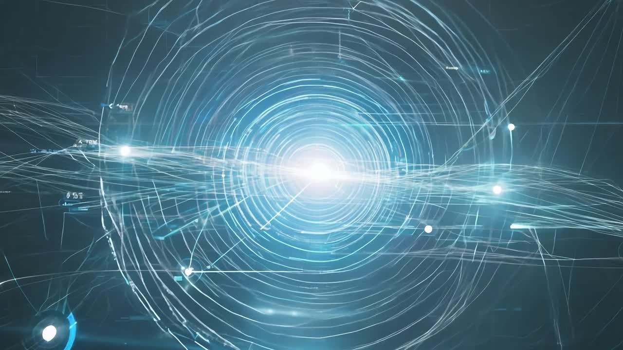 빛나는 원과 선을 가진 추상적인 디지털 배경