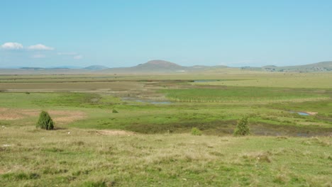 mountain valley wetland marsh bog, countryside wildlife habitat, aerial view