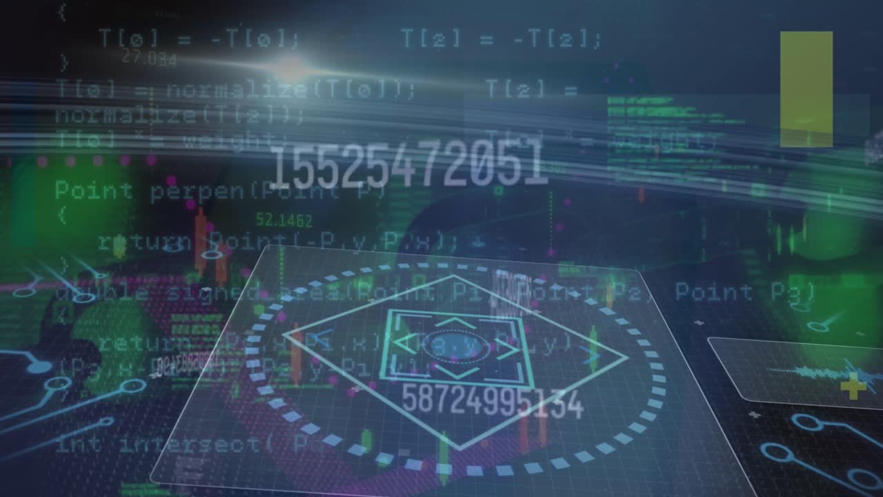 animación del escaneo del alcance sobre el procesamiento de datos financieros sobre un fondo negro