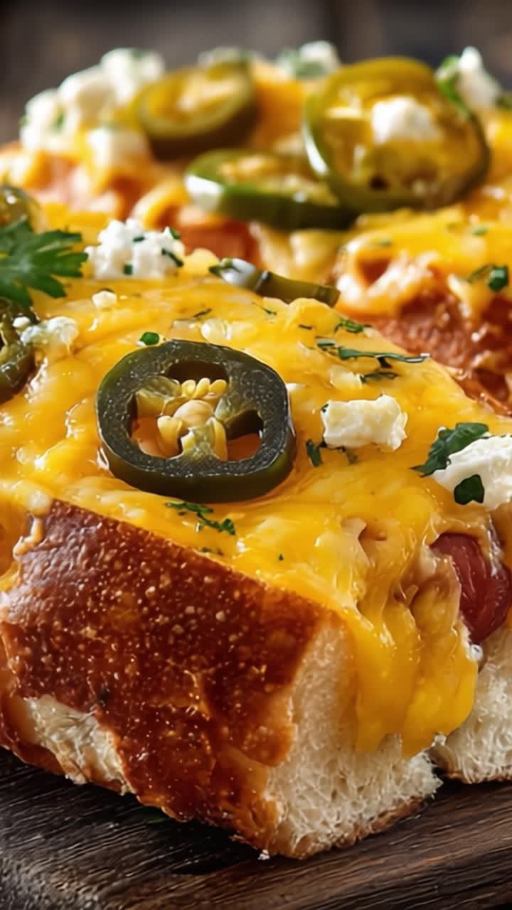 Lahodný sýrový chléb s jalapeños a bylinkami: Slinu sbíhající pochoutka pro milovníky svačin a gurmány, dokonale upečený a překypující chutí.