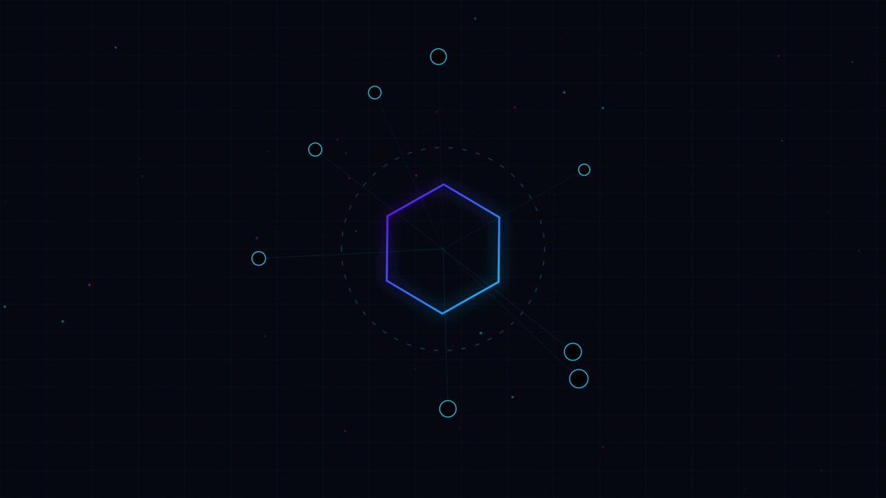 Abstract Digital Hexagon Network Animation on Dark Background