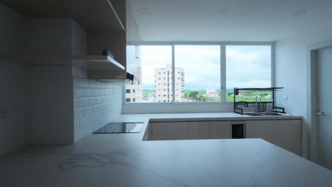 kitchen interior of a newly constructed apartment in punta centinela, sta elena, ecuador