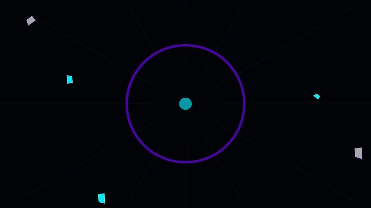 Abstract Motion Graphic with Expanding Geometric Shapes and Particles