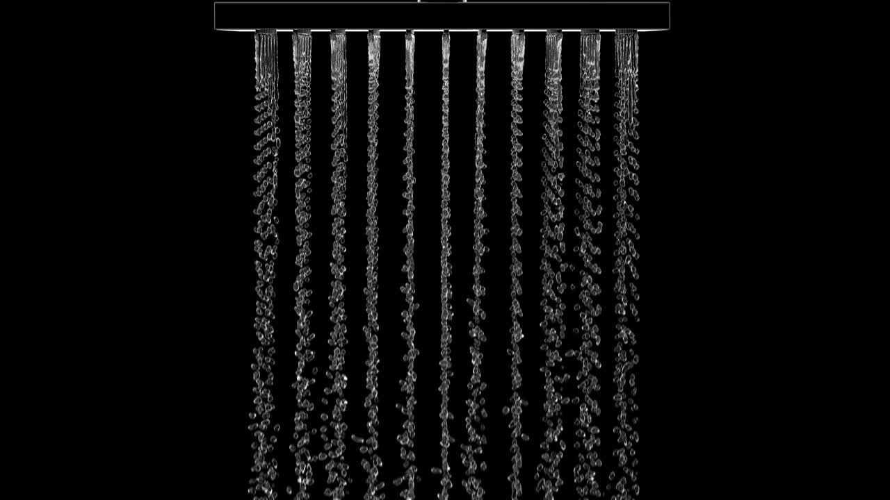 cerca de la lluvia que fluye en cámara lenta. animación 3d con matte alfa. 4k