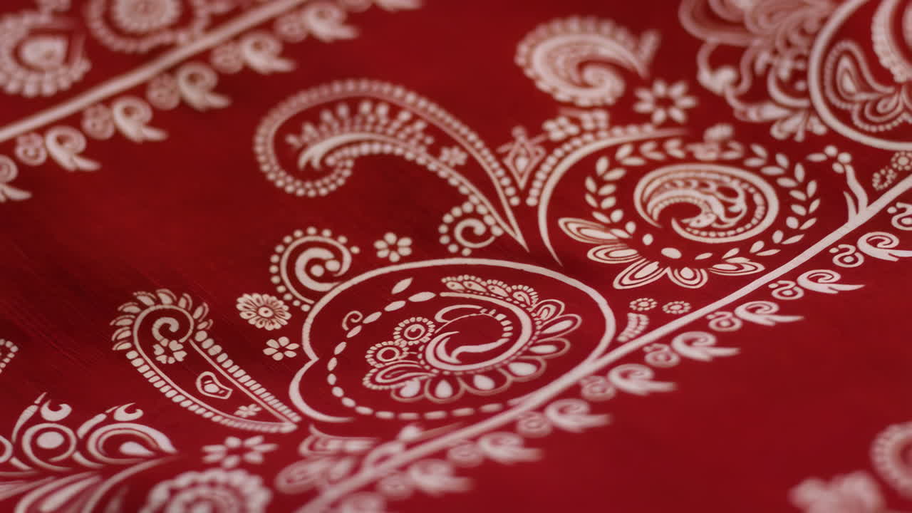 Close-up of red paisley pattern
