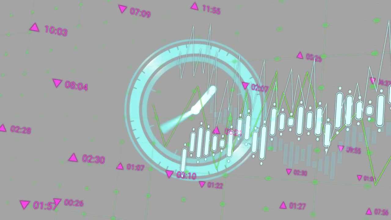 Vertical video: Cyan dial emerging rotating driving bars right marks updating showing finance trend