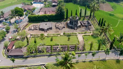 ancient buddhist ngawen temple compound on java, indonesia, aerial view