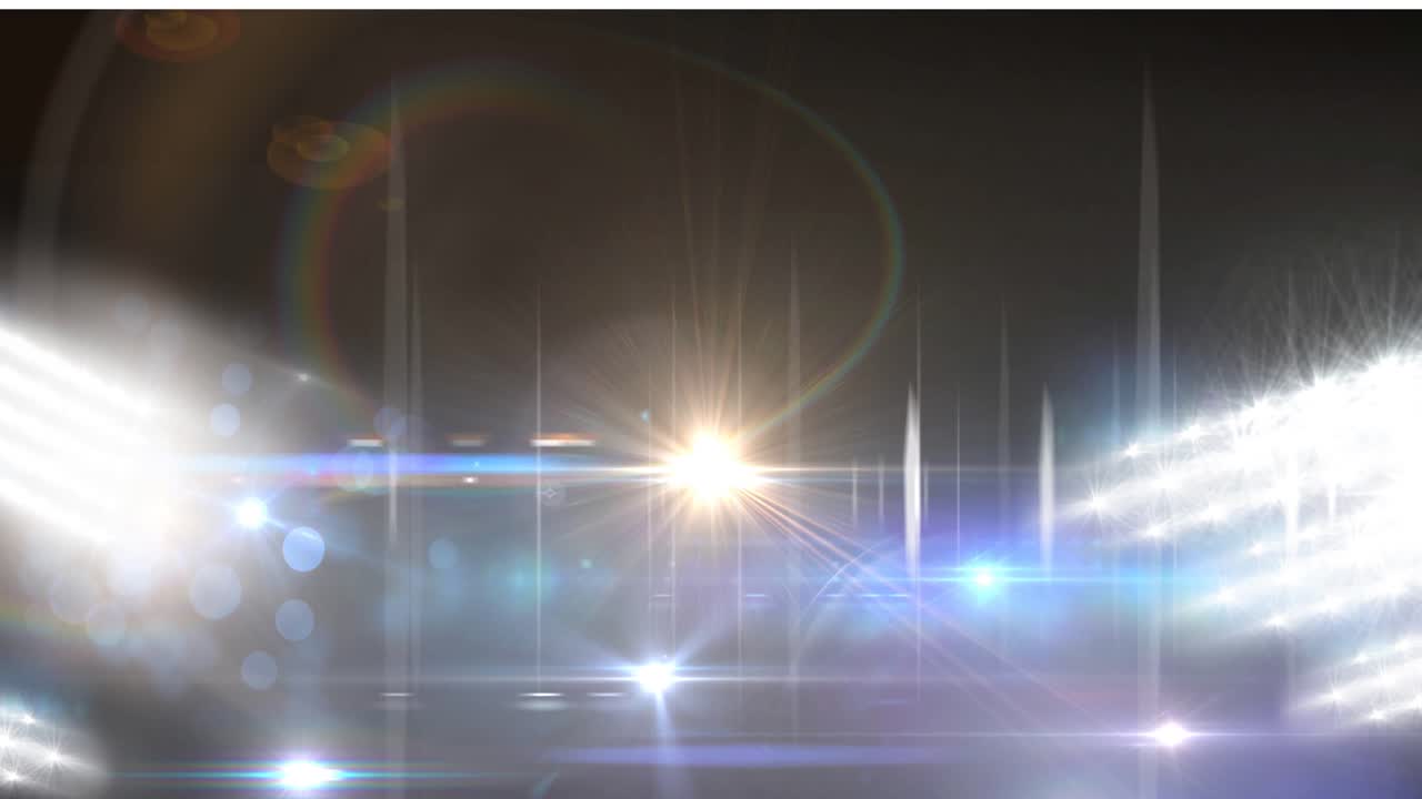 스포츠 경기장에서 빛나는 불빛의 애니메이션