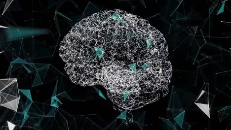 animación del procesamiento de datos y el cerebro en fondo negro