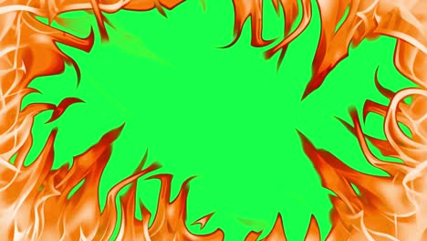 Fire and flames border animation, transparent 4K video, green screen