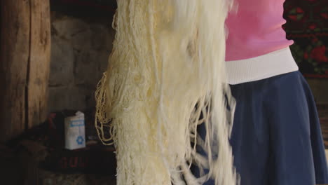 women lifts homemade tenili cheese, cheese making, chobareti georgia medium tilt