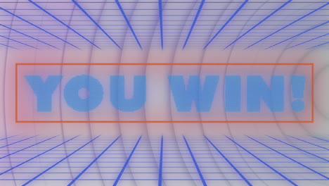 animation of you win text over circles on white background