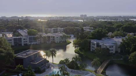 Drone-4K-sunset-flyover-toward-ocean