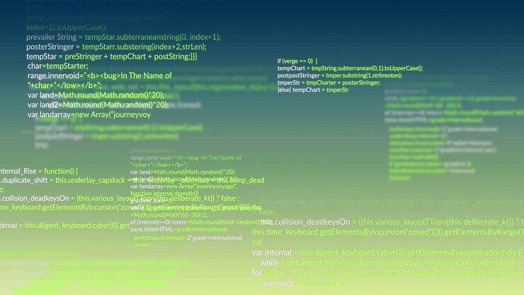 Animation of data processing over green background