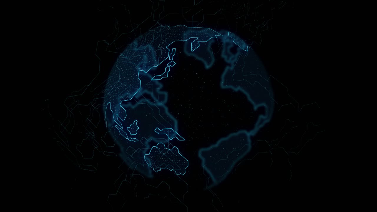 mapa del planeta tierra en 3d azul futurista