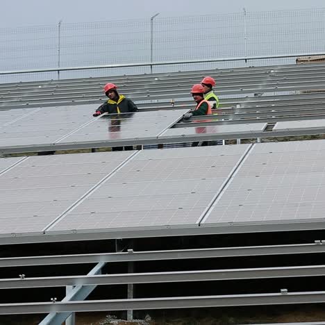men working at solar station