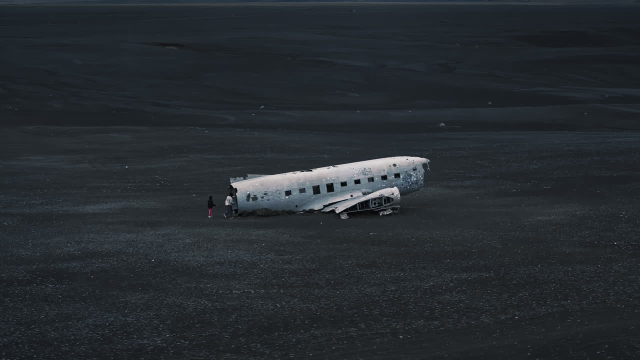Airplane Wreck in Iceland's Black Sand Desert