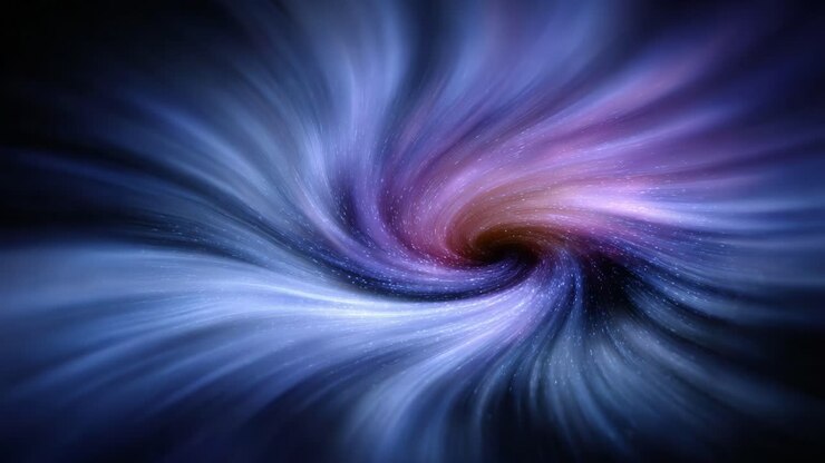 En imponerende visualisering af en kosmisk hvirvel, der fanger den æteriske skønhed af en galaktisk hvirvelstrøm med blanding af blå, lilla og dybe rumelementer i en drømmeagtig komposition
