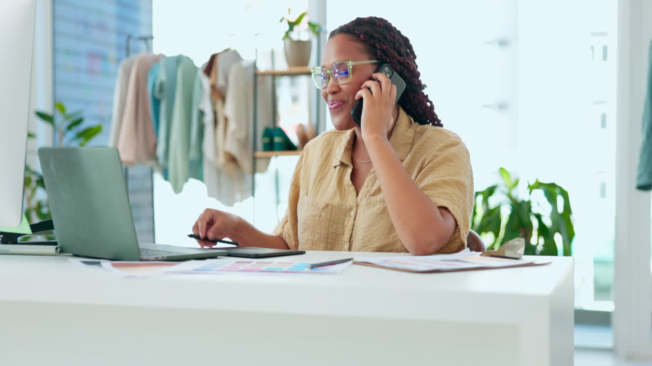 Fashion designer, phone call