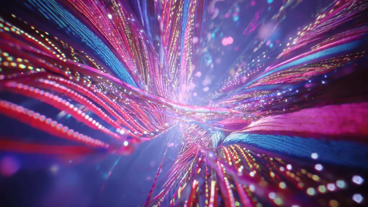 A Captivating Journey Through a Vivid, Colorful Abstraction of Pulsating Light Patterns and Flowing Textures, Creating a Dreamlike Visual Experience of Digital Artistry