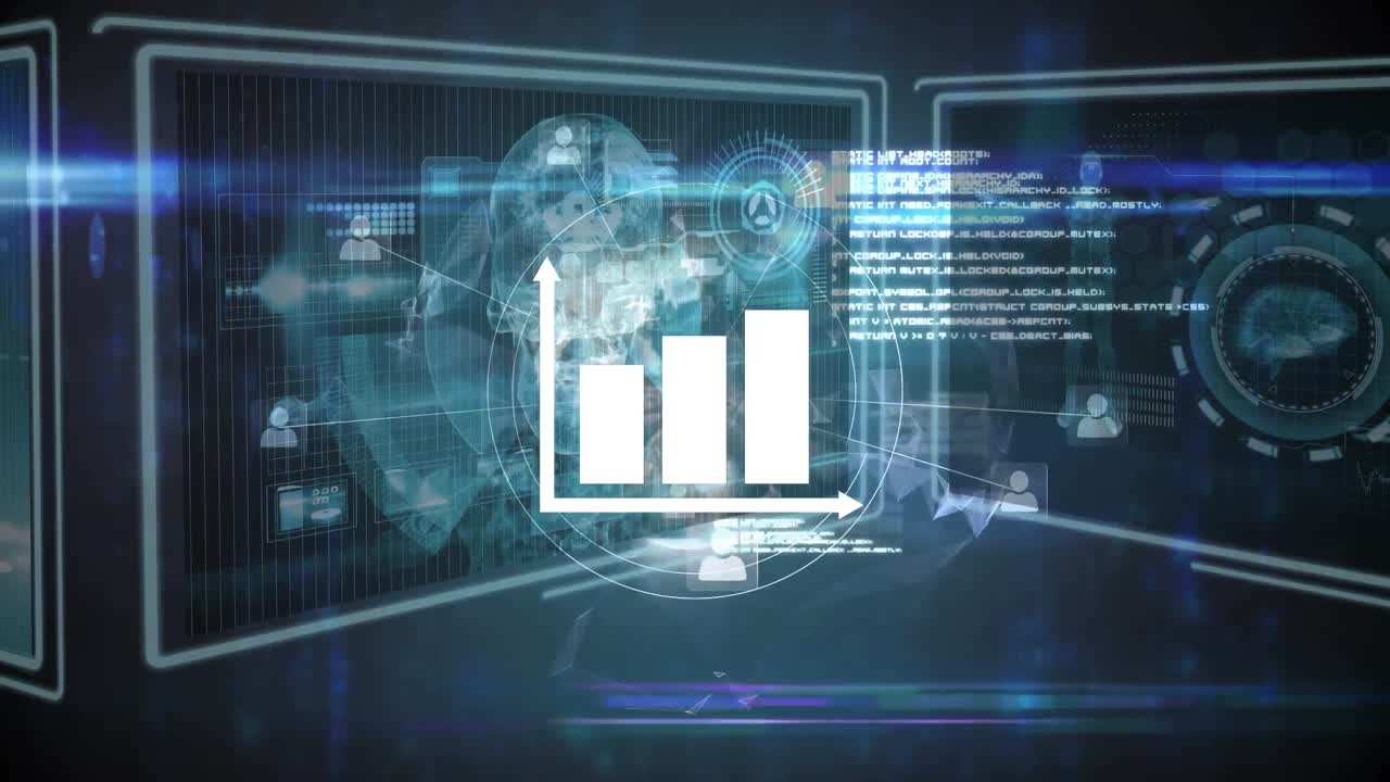 animación de gráficos estadísticos sobre pantallas con datos científicos