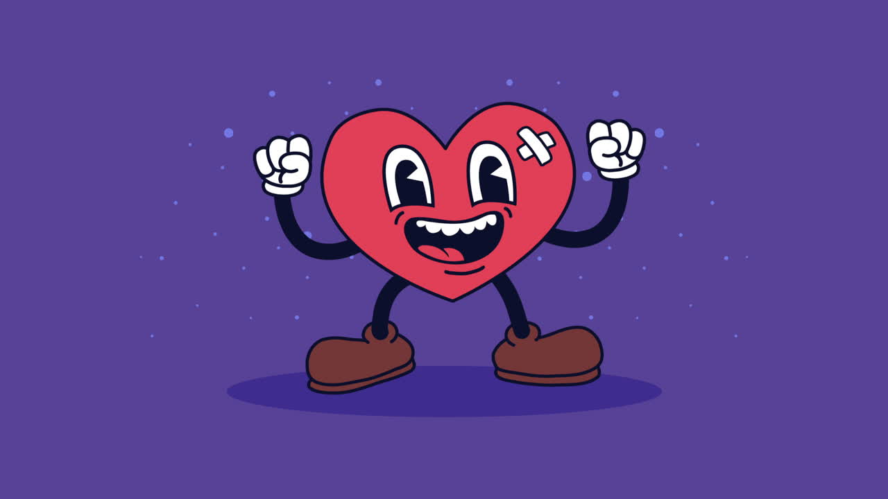 animación de personajes cómicos de heart kawaii