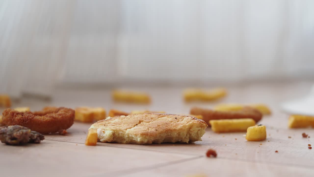 Crumbs and Fries on the Floor