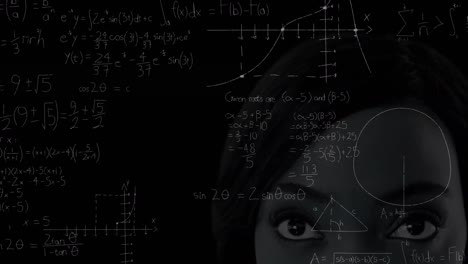 animation of mathematical equations over woman