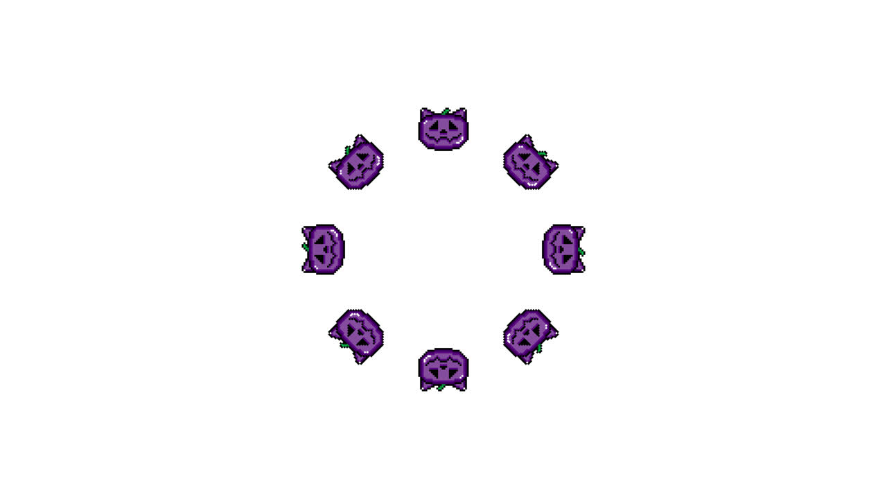 Pixel Art Jack o lantern cat Spinning Circle Animated Overlay Transparent 30fps (8)