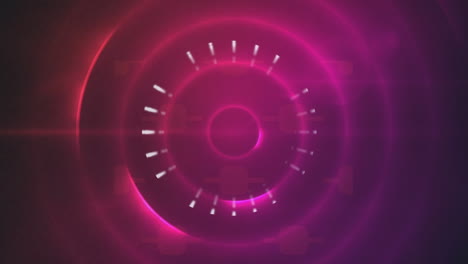 animación de escaneo con telescopio de neón en fondo rosado.