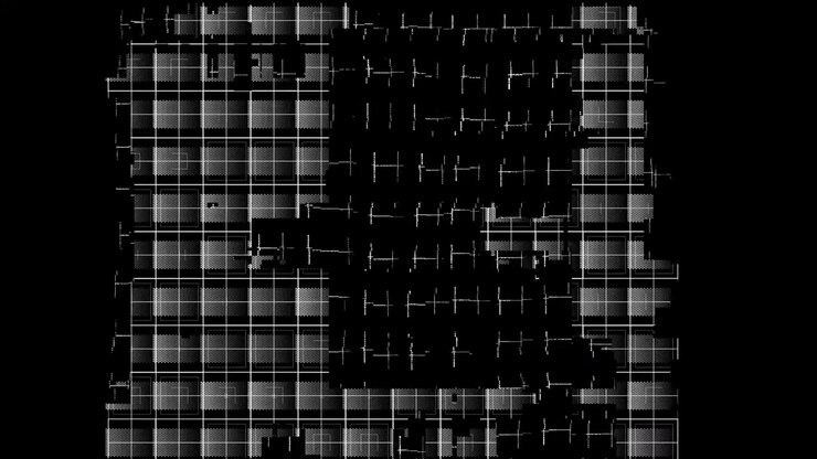 Abstract Digital Glitch Pattern with Moving Squares and Lines