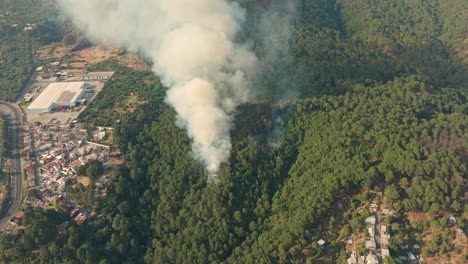 drone órbita de un incendio en una montaña en michoacan méxico