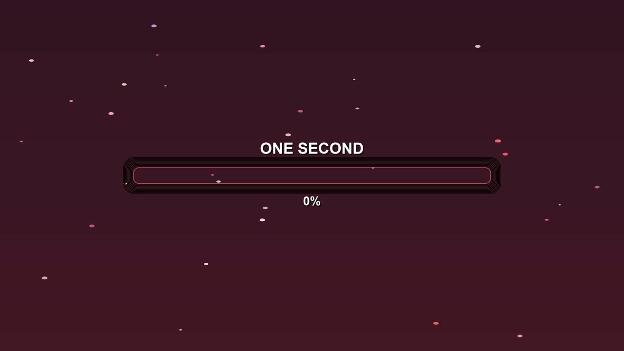 A progress bar with the text one second. The bar fills slowly to show the progression of video content for streamers and video creators