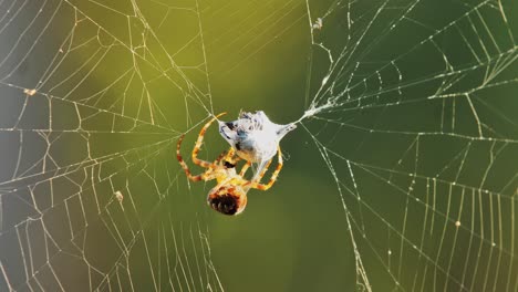 spider catching prey in its web
