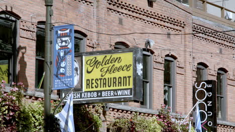 greektown historic district in detroit, michigan with panning video shot.