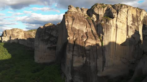 aerial-panning. the rocks of meteora, kalabaka, greece