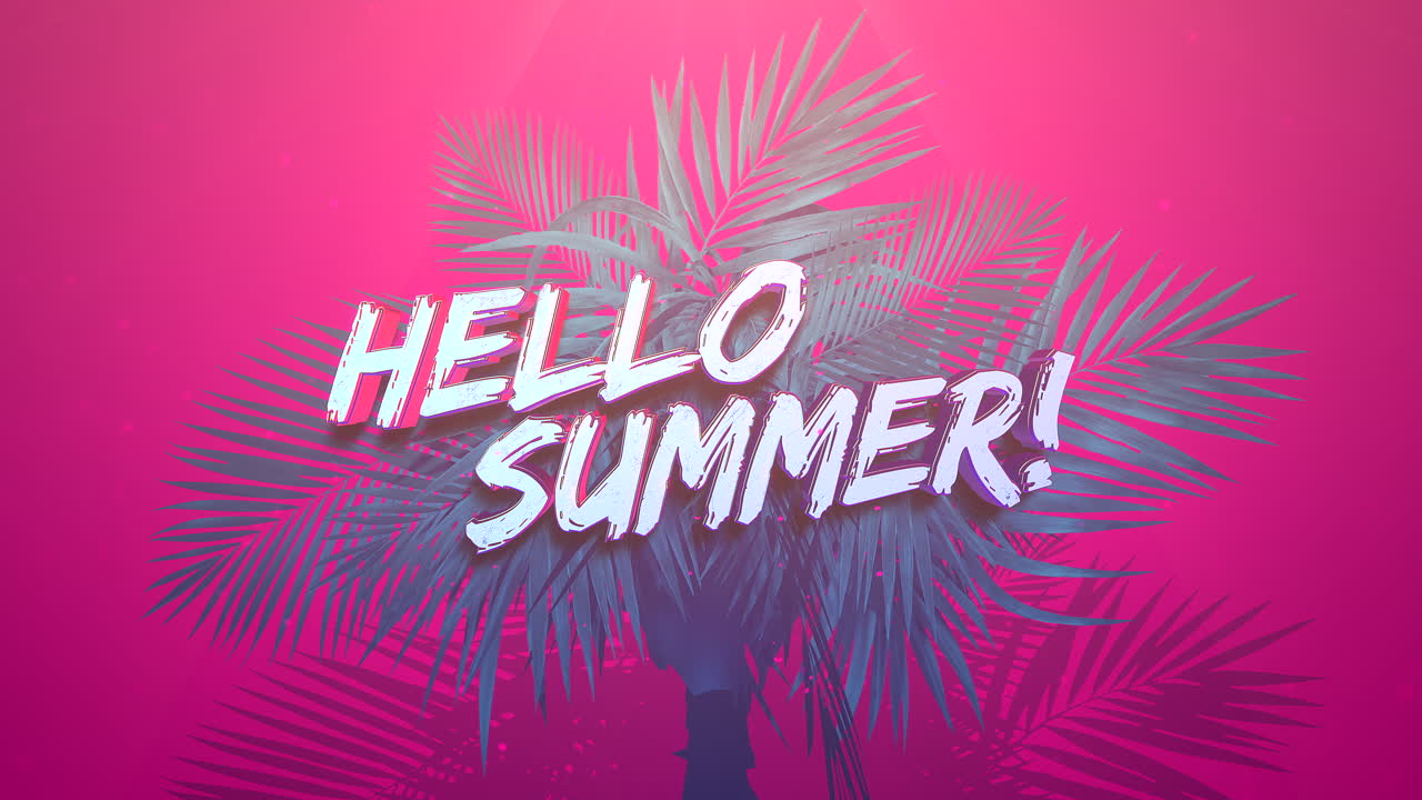 Hello Summer with tropical palm on pink color