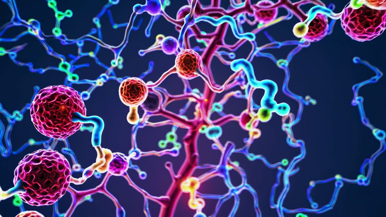 Abstract video concept of neural networks with a close-up angle