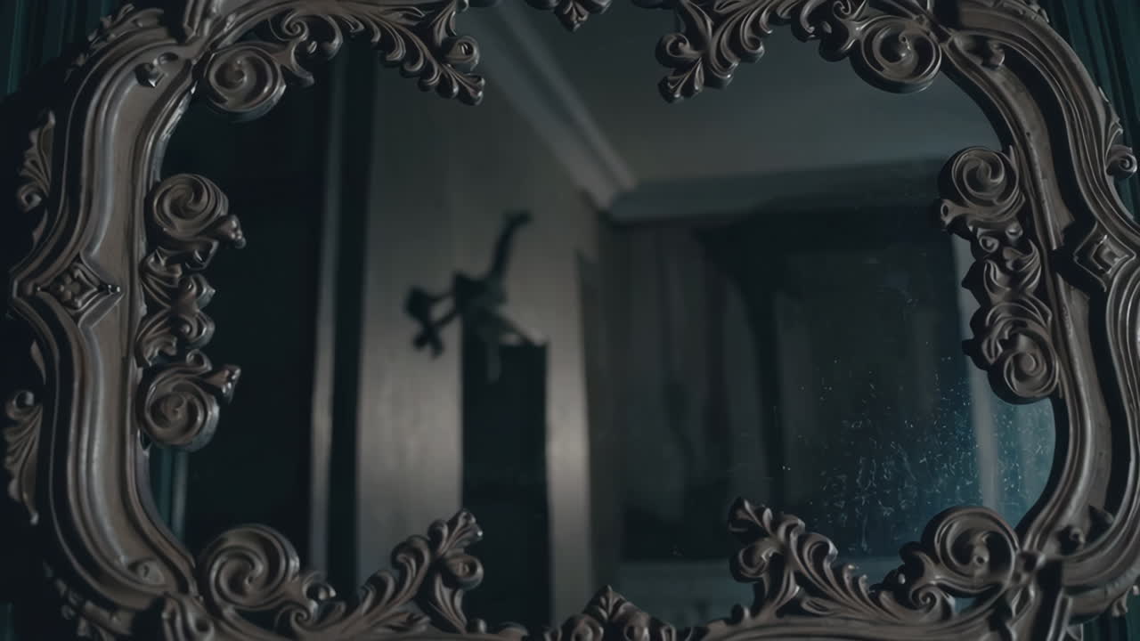 Ornate Dark Brown Mirror with Decorative Frame