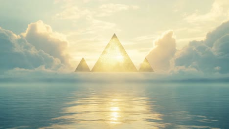 golden pyramids above a cloud sea