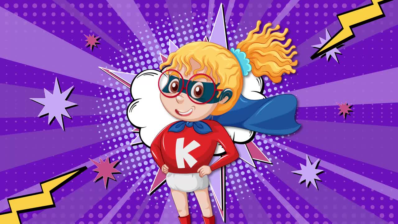 A kid superhero in a comic style