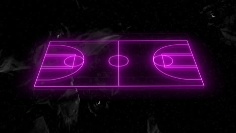 neon pink basketball court animation over dark background