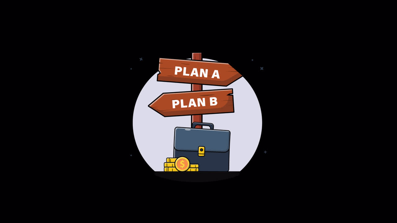 Animeret skilt med Plan A og Plan B forretningsmuligheder
