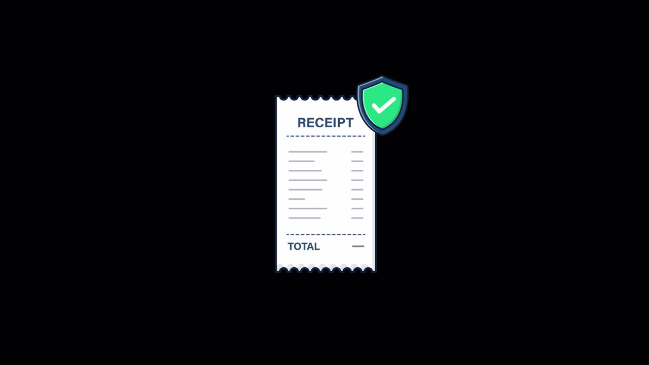 Animated Receipt with Security Shield and Checkmark