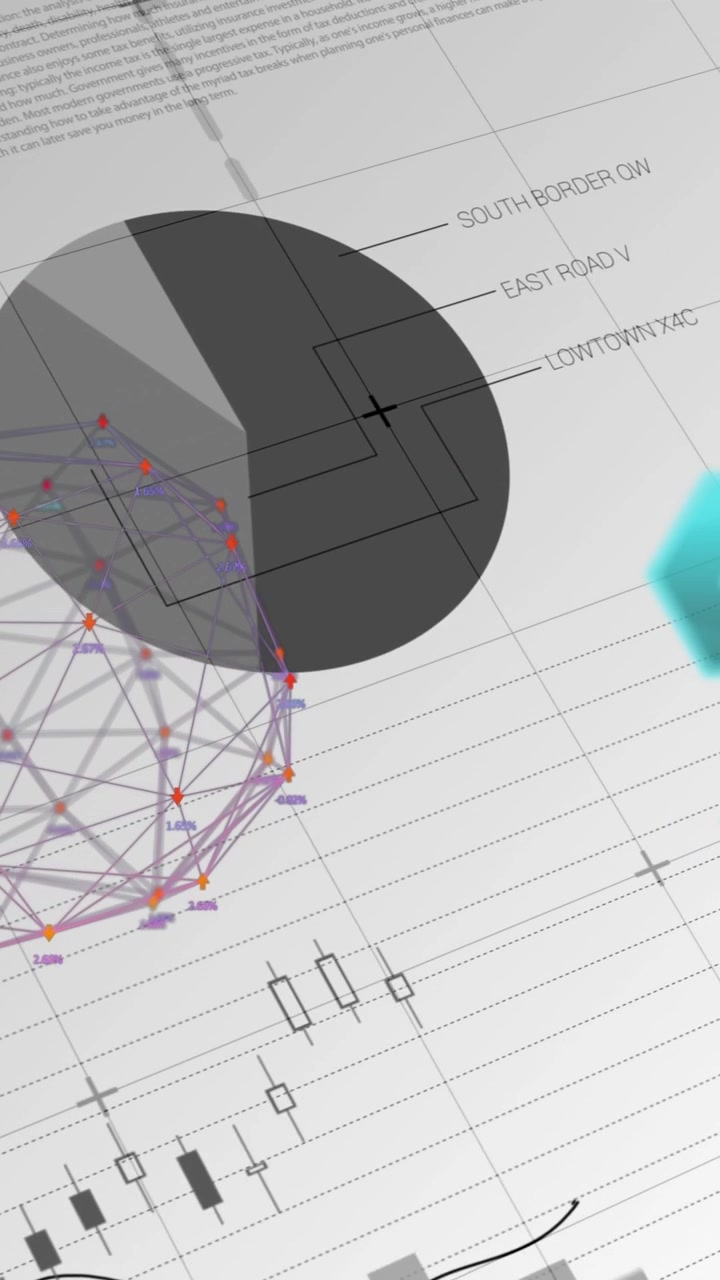Animation of network of connections over financial data processing