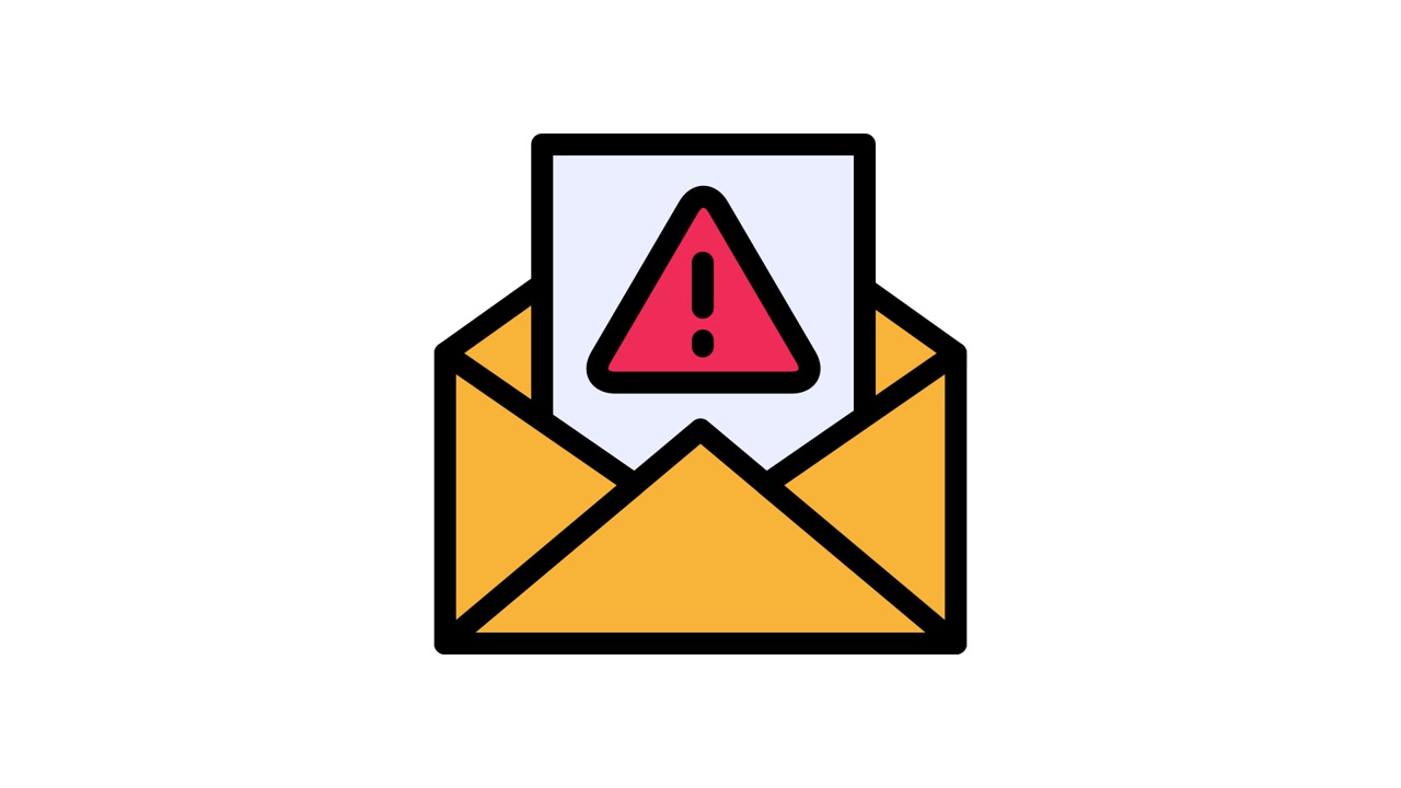 Animated Icon of an Envelope with a Warning Message