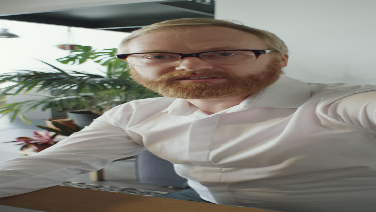 POV of Businessman Speaking on Video Call