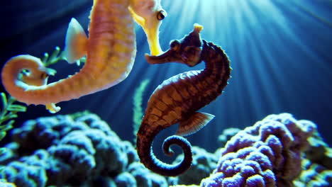 sea horses in an aquarium