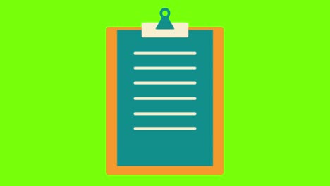 animazione di una scrivania per le note su uno sfondo di schermo verde