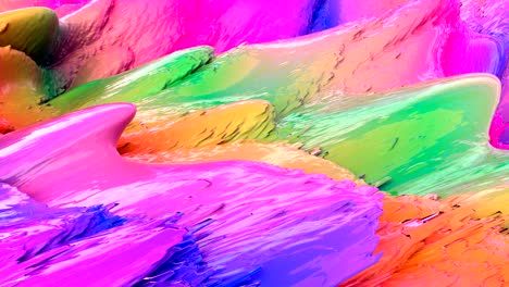 rainbow vibrant creamy paint waves footage. vibrant thick liquid flow. multicolor blurry acrylic texture close up. iridescent fluid seamless abstract animation. mixed paint psychedelic looped video